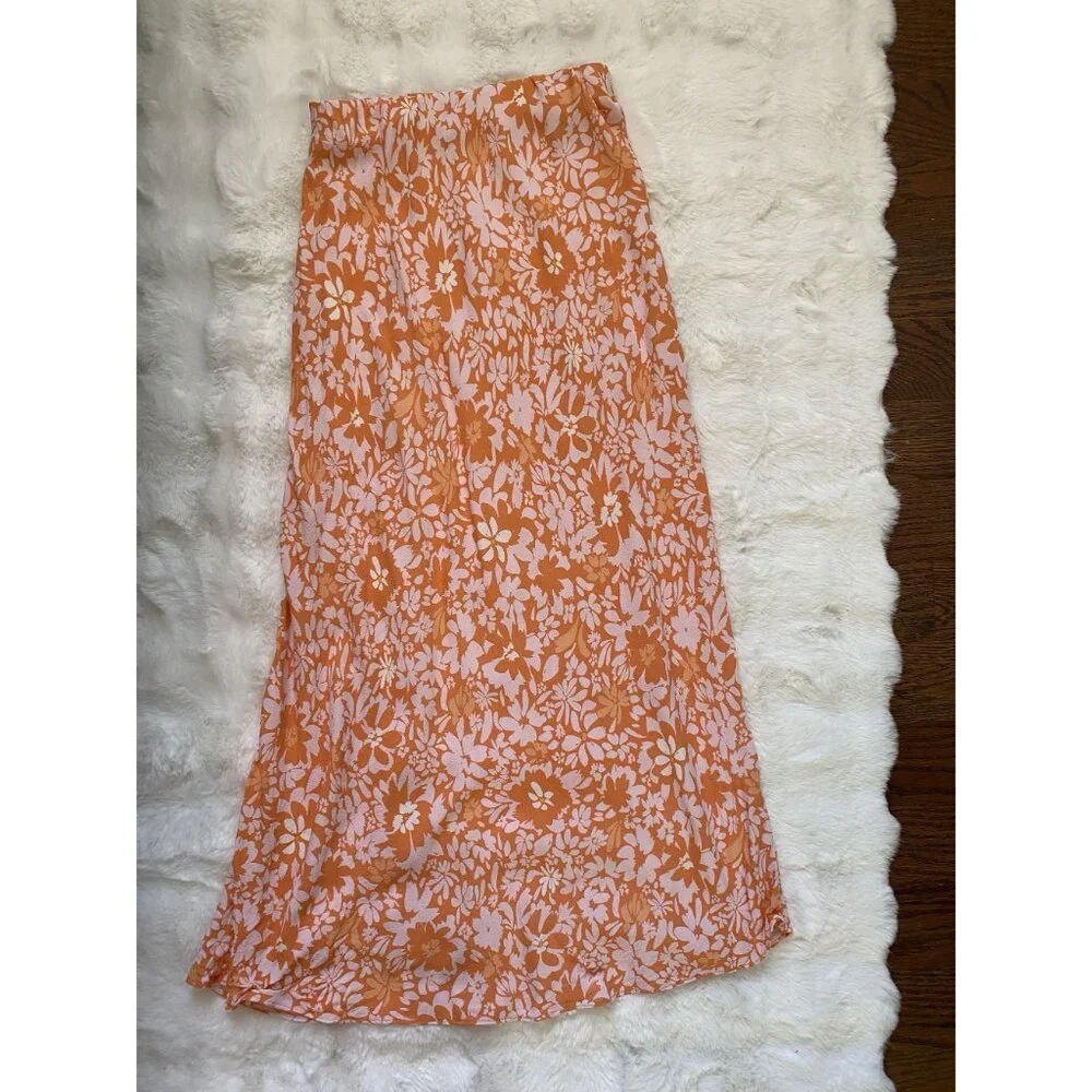 Pastel Orange and floral midi skirt by MINKPINK Size Small - Picture 4 of 6